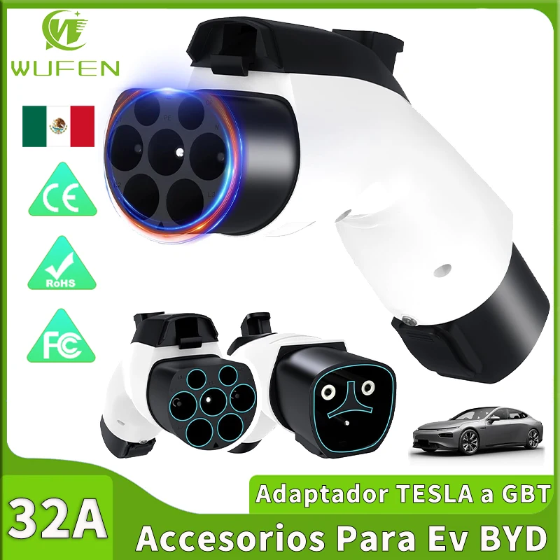 

WUFEN Tesla to GB/T Adapter 7KW 32A EV Charging Converter Safety Lock Electric Vehicle Accessory for BYD Geely JAC and GBT Cars