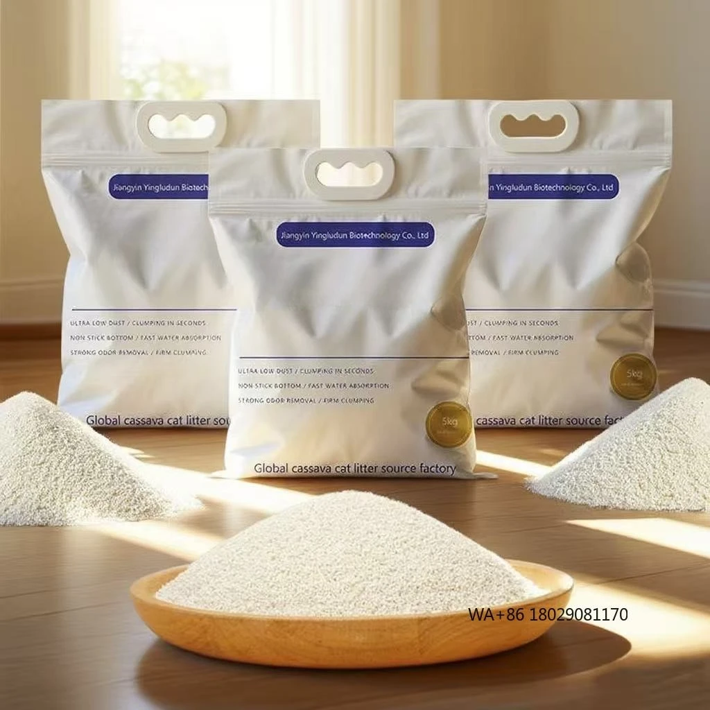 Clumping, Fast Water Absorption, Non Stick Bottom, and No Formaldehyde Cassava cat Litter Has Ultra-low Dust, Firm