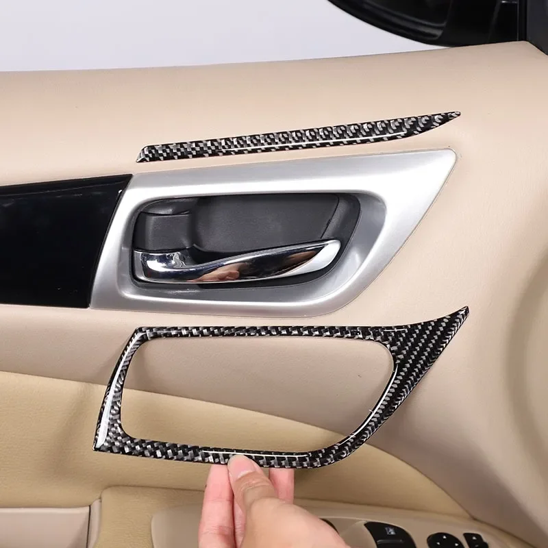 For Nissan Pathfinder 2013-2018 Soft Carbon Fiber Car Inside Door Handle Frame Trim Cover Car Accessories