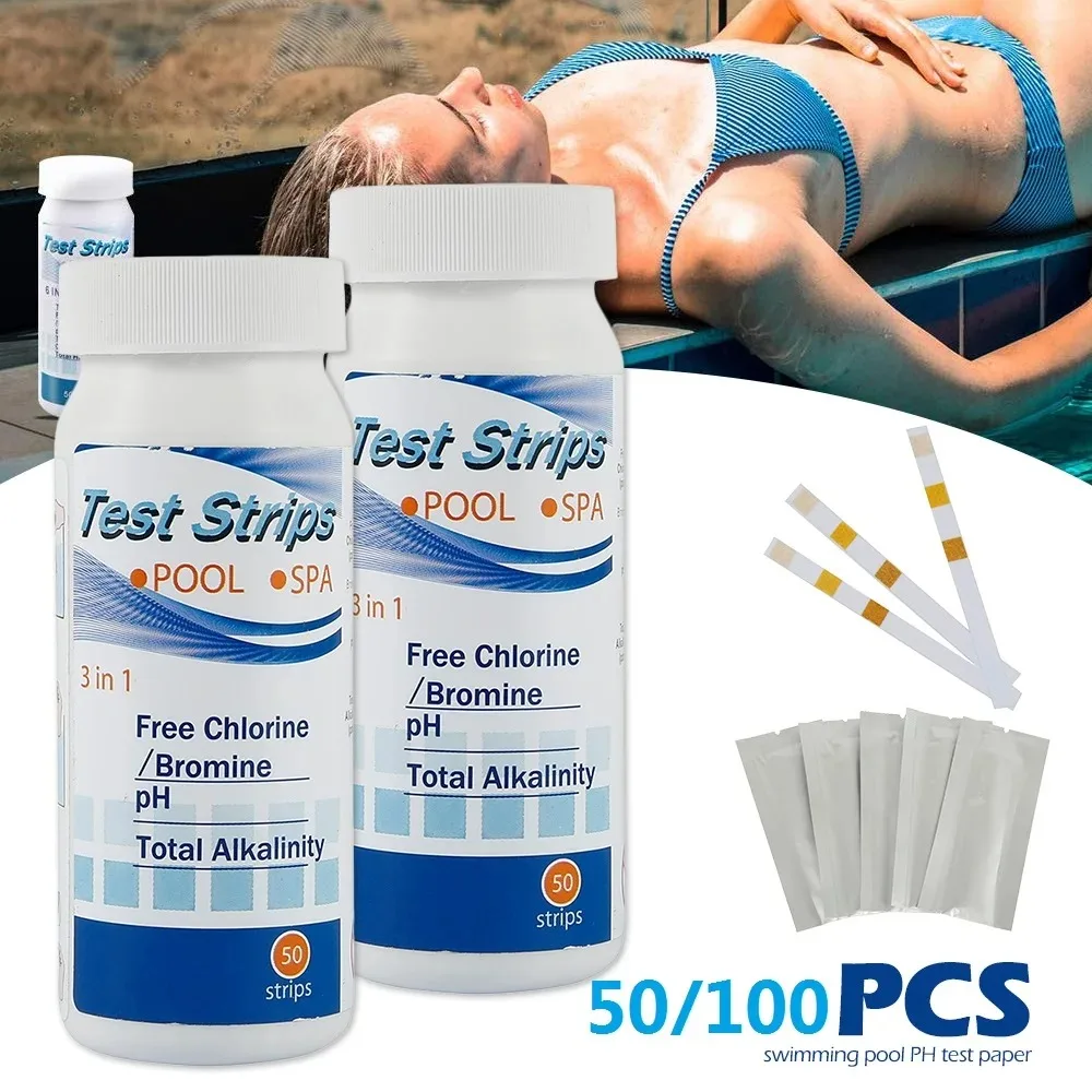 250pcs Chlorine PH Test Strips SPA Swimming Pool Water Tester Paper Residual Chlorine PH Value Alkalinity Hardness Test Strip view 2