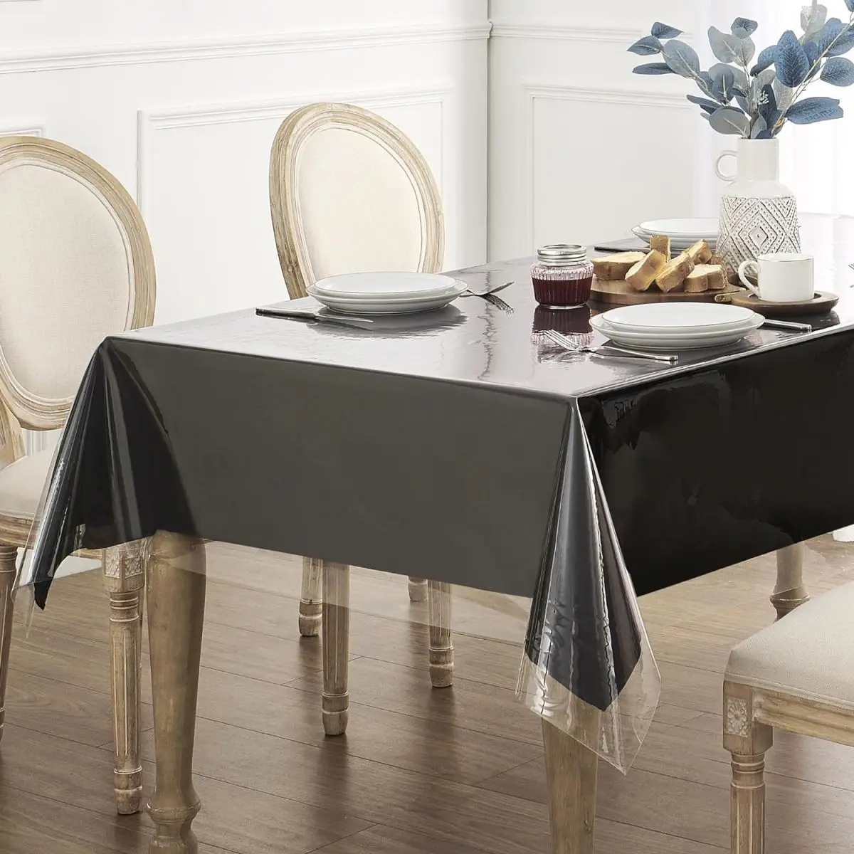 Clear Table Cover Protector Plastic Table Cover Rectangle, PVC Clear Table Protector, Desk Protector Mat for Kitchen