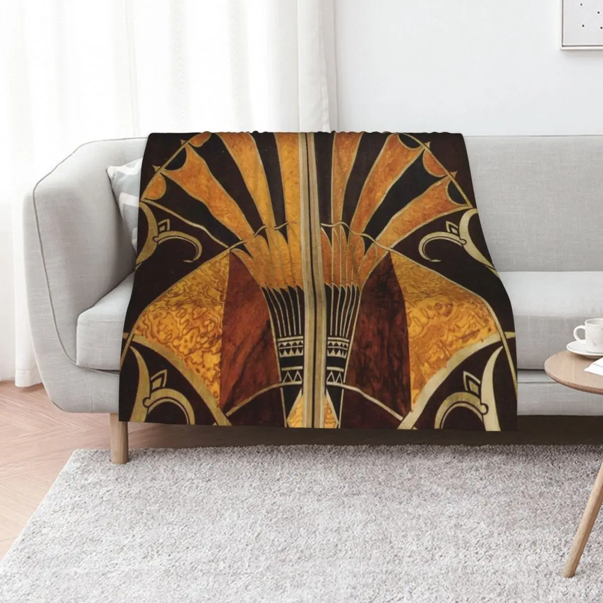 Art nouveau, art deco, vintage,elegant,chic,pattern,gold,wood,black,bronze,silver,beige Throw Blanket