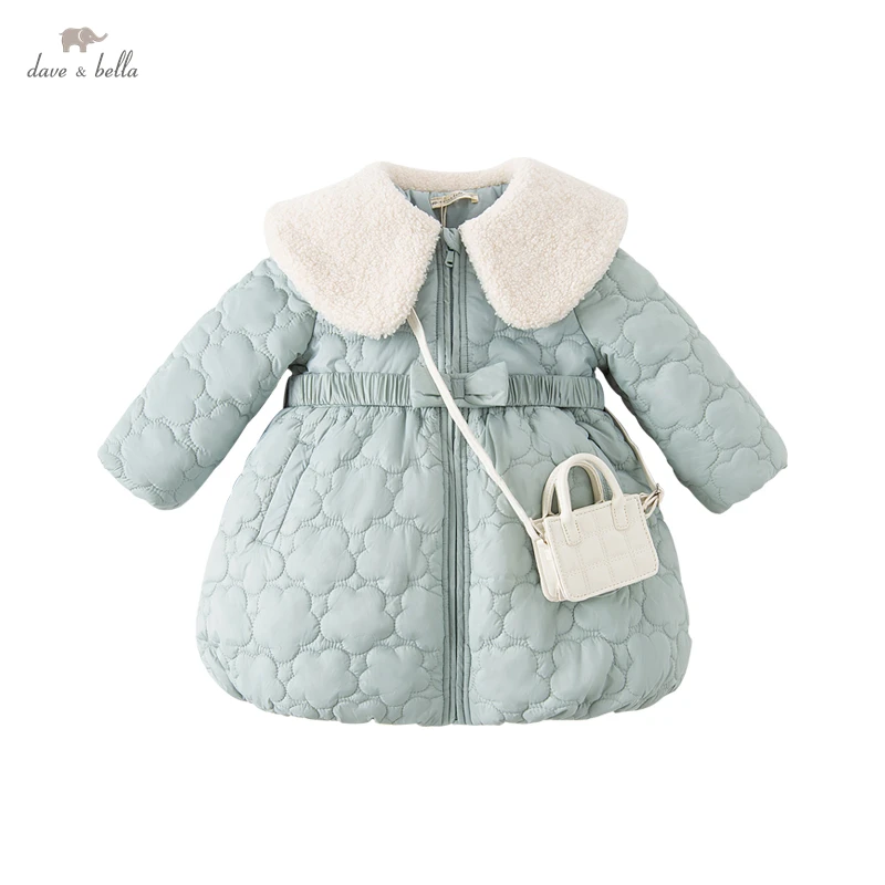 Dave Bella Winter Girls Parkas Kids Mid Length Coats with Coin Purse Children Girls Fashion Warm Outerweat DB4224402