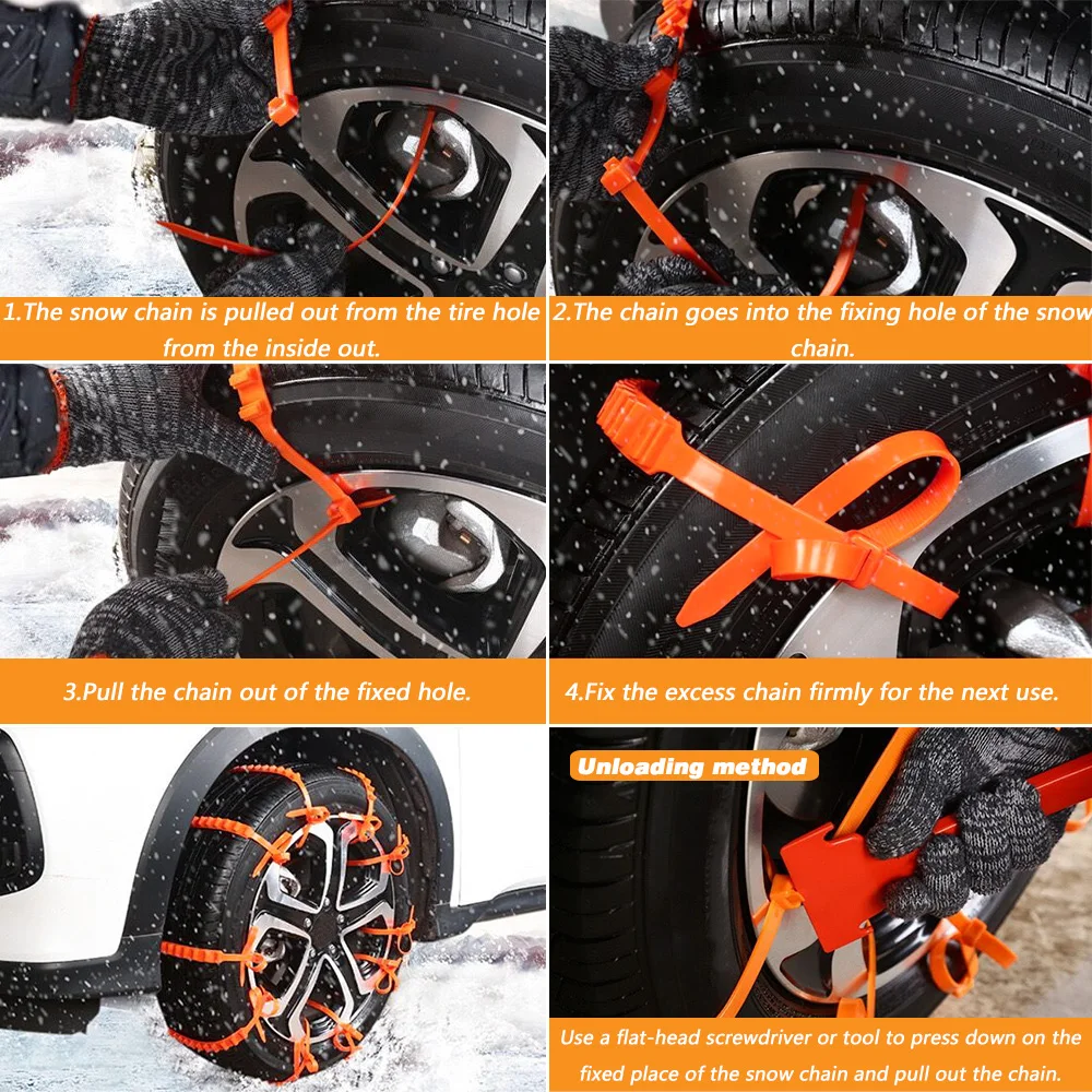 10Pcs Car Winter Tire Wheels Snow Chains Snow Tire Anti-skid Chains Wheel Tyre Cable Belt Winter Outdoor Emergency Chain STC01