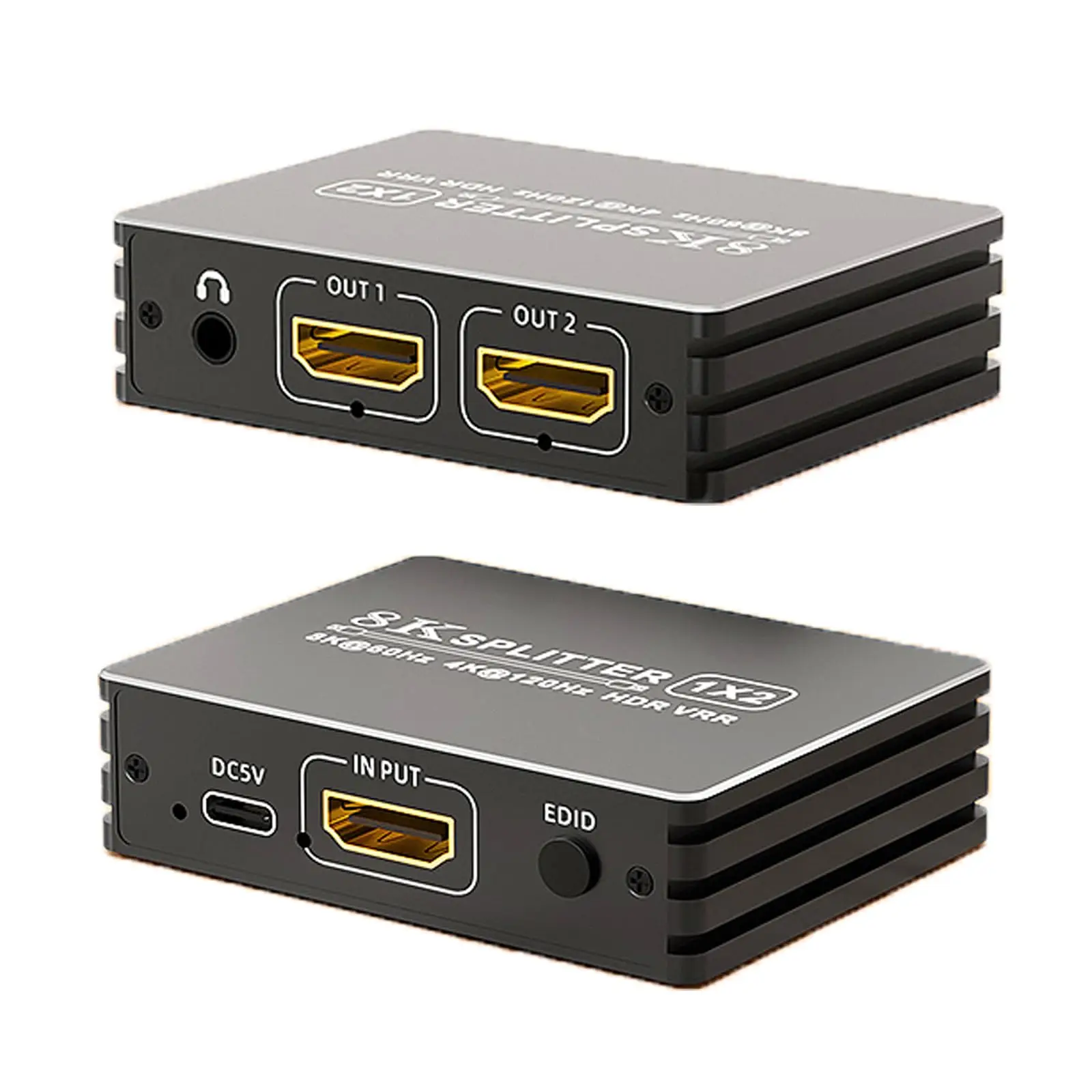 

8K HDMI Splitter 1 in 2 Out/ 1 in 4 Out,8K@60Hz 4K@120Hz HDMI 2.1 Splitter 1×2/1x4,HDCP 2.3, HDR,VRR,EDID,for TV/Monitor/PS5 PS4