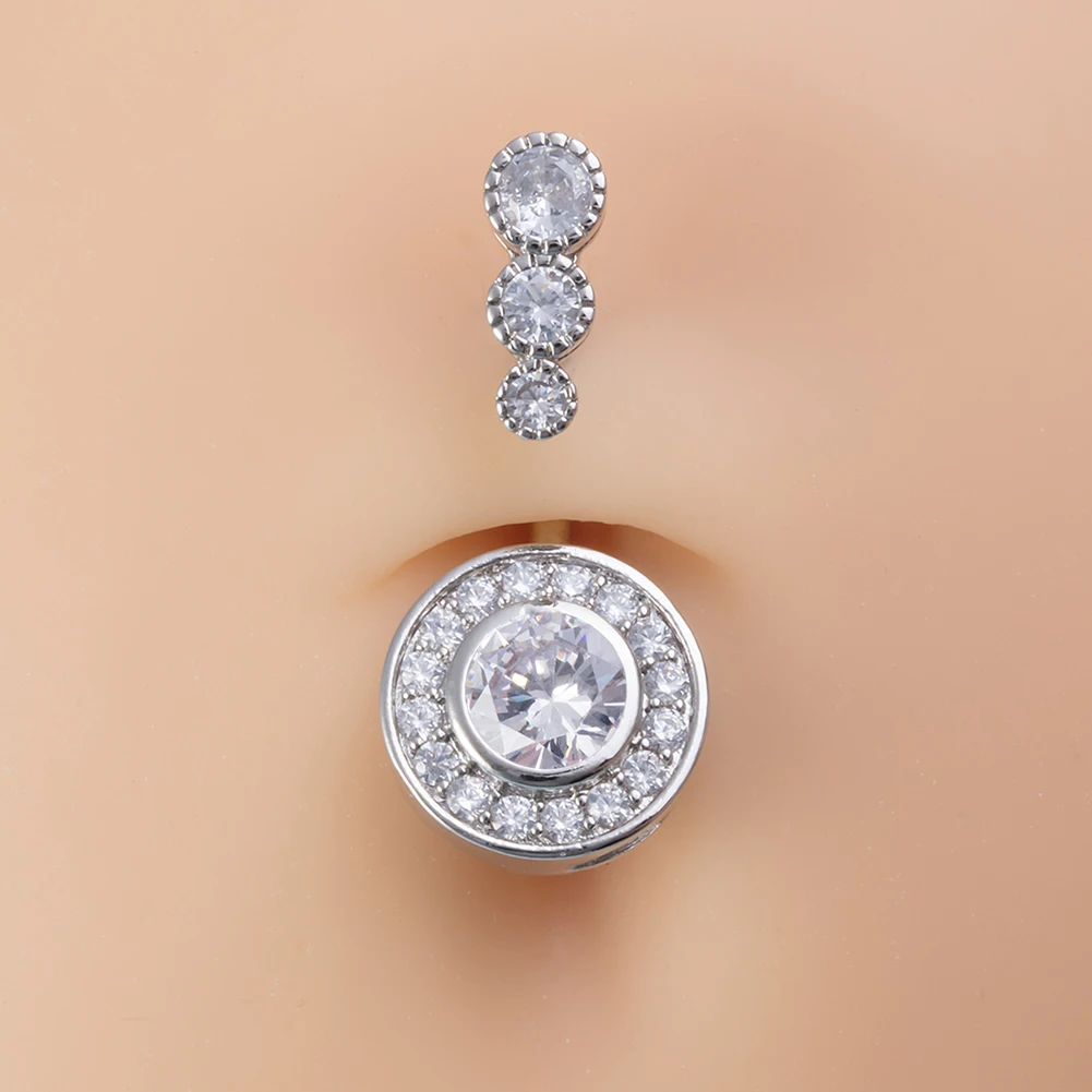 1pc 316L Surgical Steel Belly Button Rings Clear CZ Navel Rings 14G Sexy Belly Rings Cubic Zirconia Belly Navel Piercing Jewelry