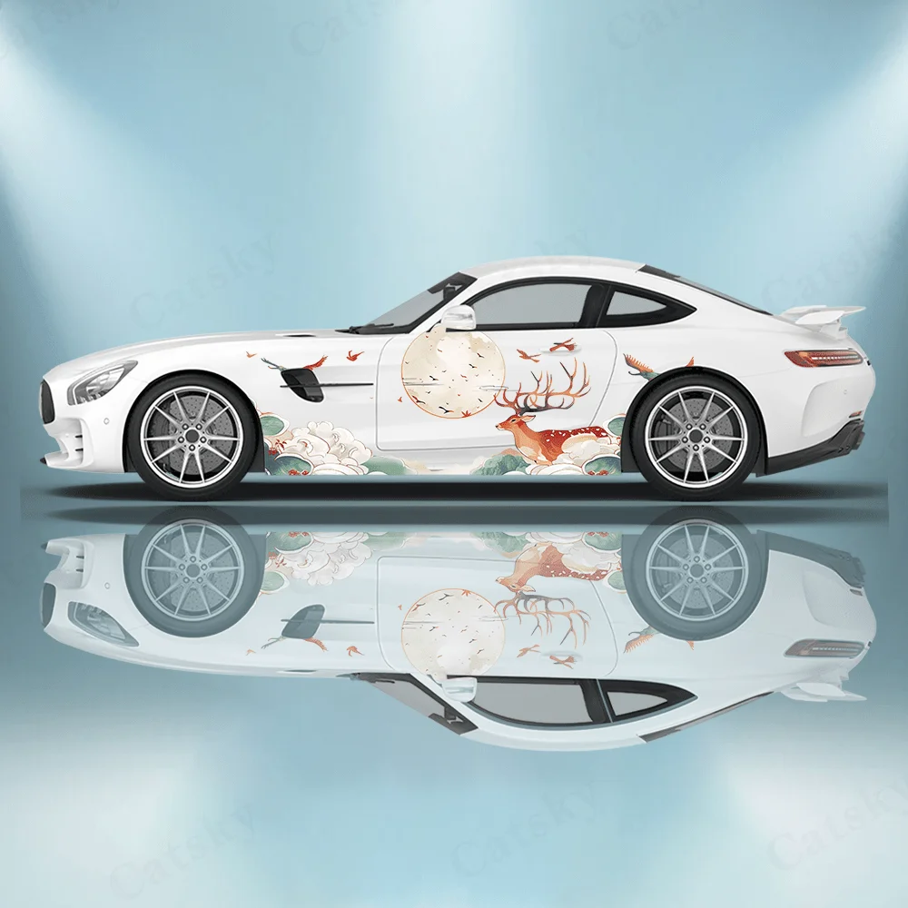 

Colorful Deer Car Sticker, Full Body Floral Decoration, Scratch Protection, Waterproof Car Sticker. Car Vinyl Wraps