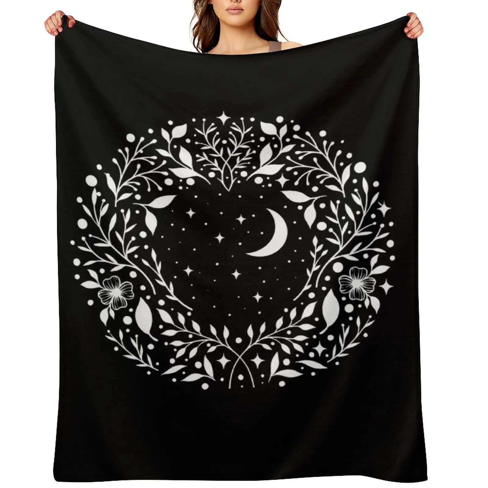 Night Garden Circle Throw Blanket Retros for winter Decorative Throw Thin Blankets