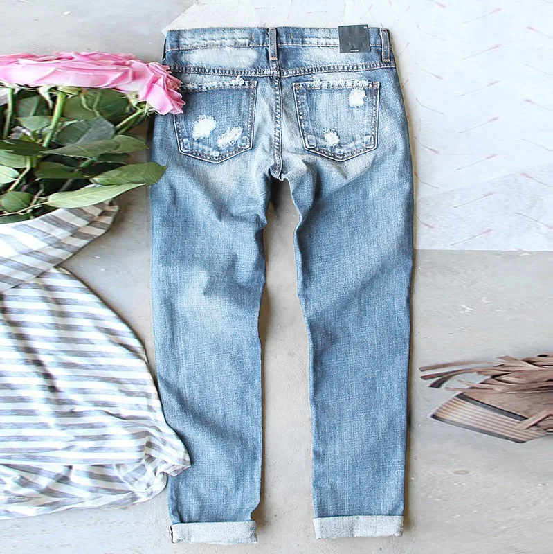 Pants Denim Pant Women Jeans Vintage Washed Mid Waist Straight Trousers Work Floral Print Patch Hole Y2k Streetwear Summer 2026