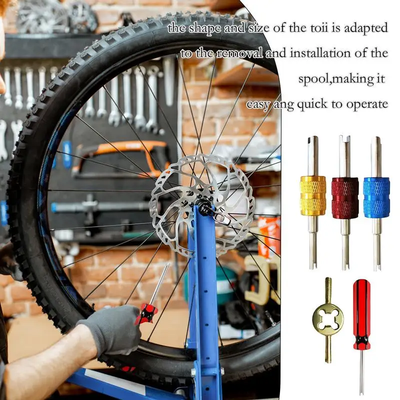 Valve Stem Installation Tool 5 Pieces Valve Core Remover Tire Valve Tool Tire Repair Tools Aluminum Alloy Valve Stem Remover For