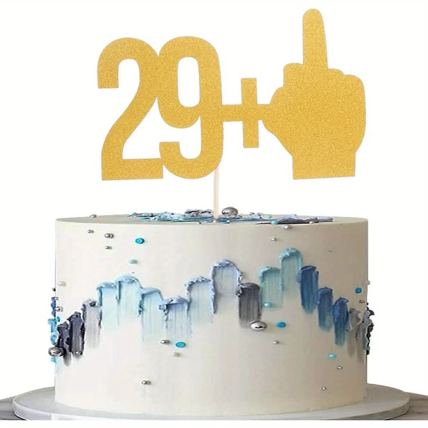 1 PC 29+1 Goldenes Glitzer-Kuchendekor-Set - 30. Geburtstagsdekoration mit Bonus-Alterszahl-Topper