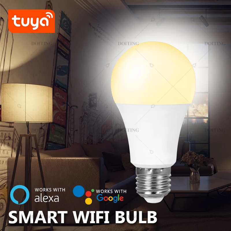 Tuya E27 B22 EU UK Standard 220V 15W WIFI Bulb Voice Control Smart Life APP Timing Adjustment Works With Alexa Google Home
