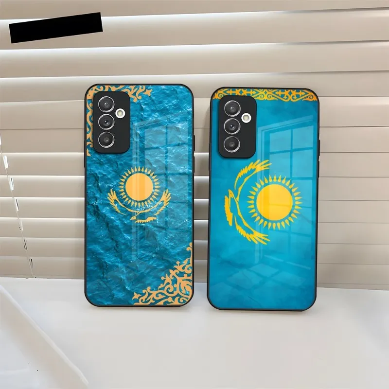 Kazakhstan Flag Phone Case Tempered Glass For Samsung A34 A52 A14 A54 A51 A22 A32 A72 S22 S23 Ultra Note 20 10 Pro Plus Coque