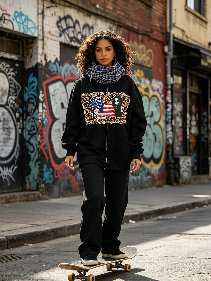 Harajuku Street Style Women Zi - Street Fashion Zip Up Hoodie review and price