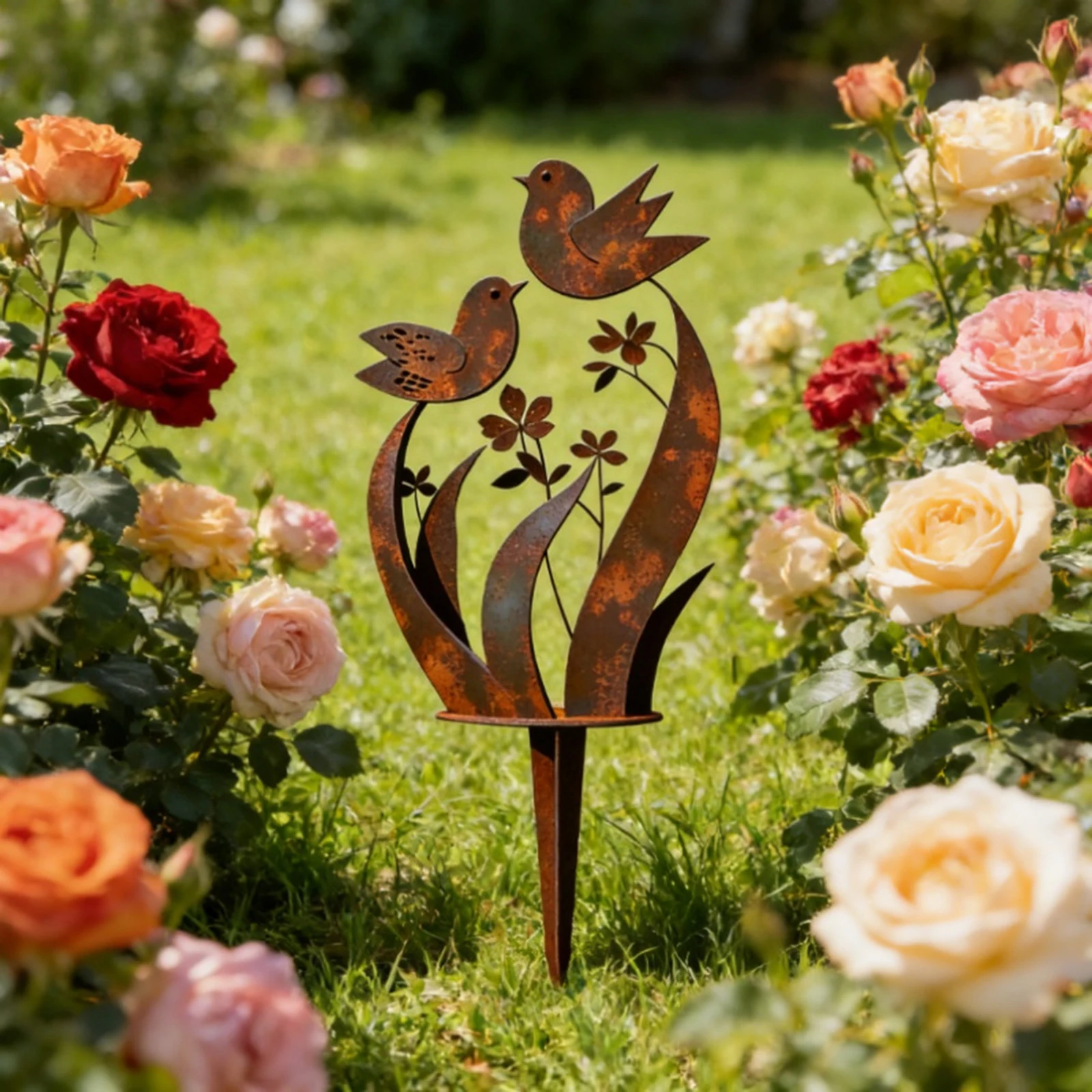 Piquets décoratifs en métal pour plantes d'extérieur, style rétro, pour jardin et pelouse, robustes, pour décoration artistique rustique de jardin