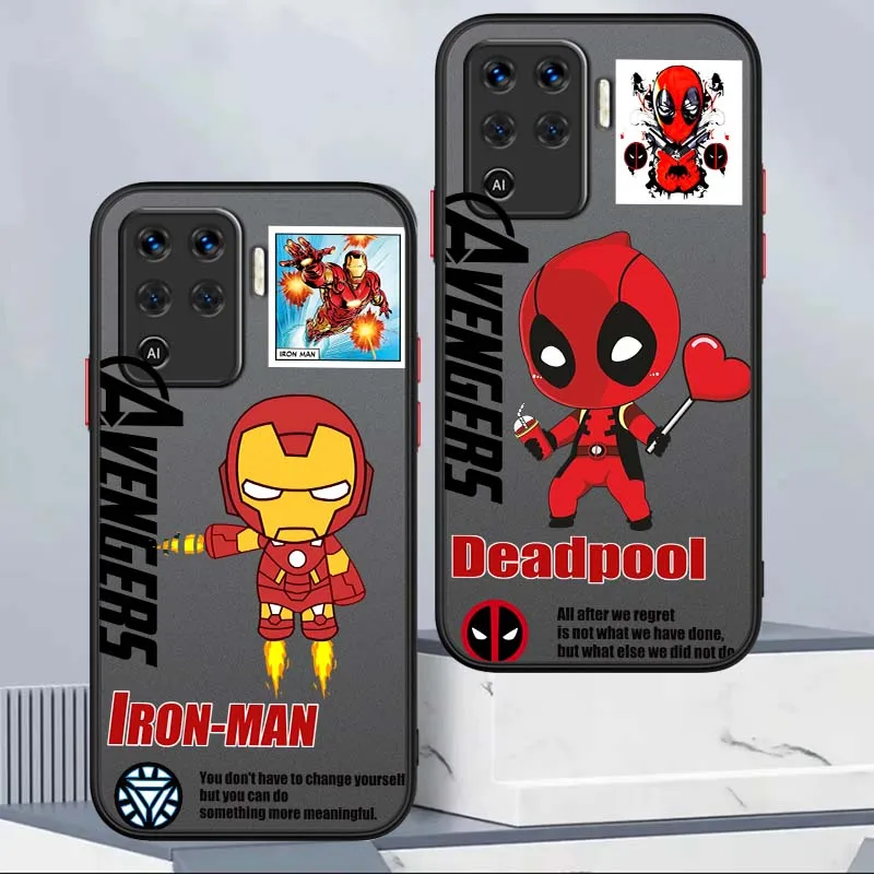 

Cute Marvel Heroes Cartoon Phone Case For OPPO Find X3 X5 Lite Pro A98 A94 A93 A78 A79 A76 A58 A57 5G Frosted Translucent