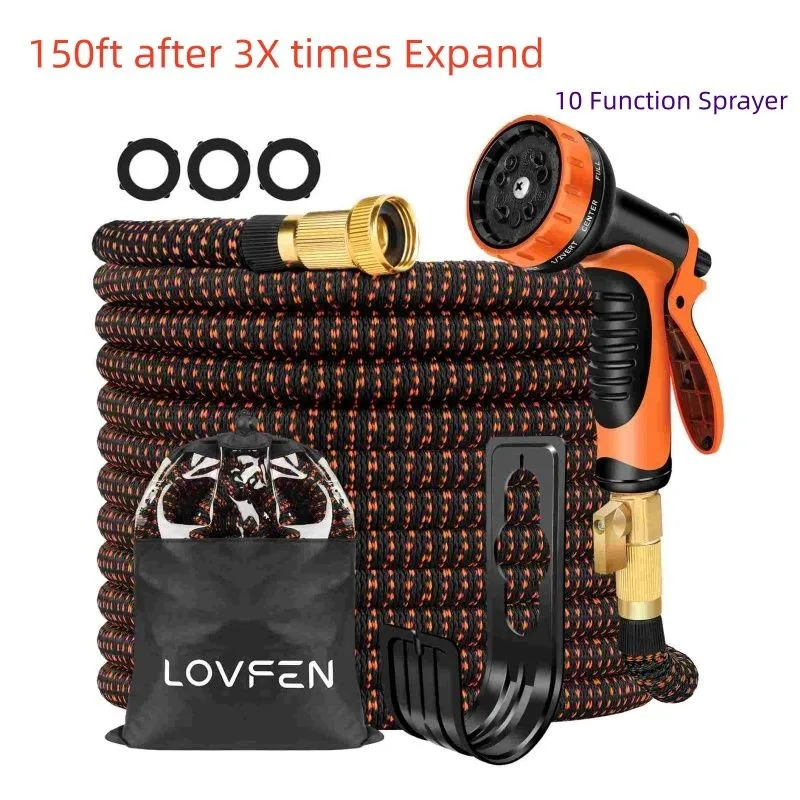 

150ft Flexible 3X Expandable Garden Water Hose Soft Pipe + 10 Function Sprayer