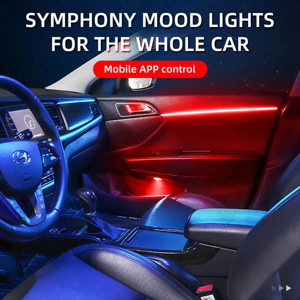 6/10/14/18 In 1 LED Car RGB Ambient Lights Sets Interior LED Acrylic Strip Light Guide Fiber Optic Decoration Atmosphere Lamp - view 5