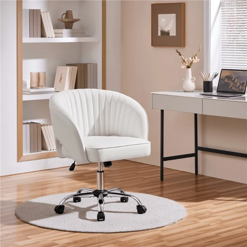 Office Furniture 1PC Home Office Chair With Tufted Barrel Back And Rolling Wheels, Tufted Barrel Office Chair