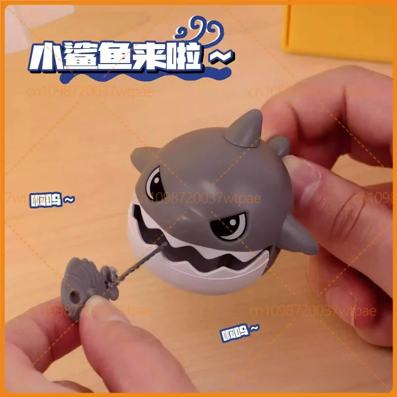 2pcs For Cartoon Shark Pull String Fidget Keychain Bag Pendant Stress Relief Gift