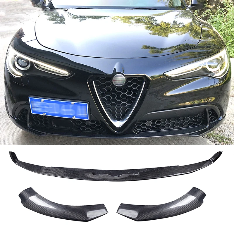 

Applicable to Alfa Romeo Stelvio 2017-2022 car carbon fiber front bumper parachute protection device, the front diffuser