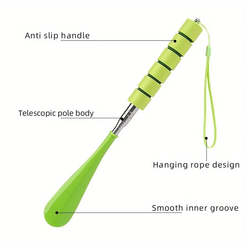 1pc stainless steel telescopic shoehorn, non-slip handle, no need to bend over, shoe wearing aid for pregnant women and the elde