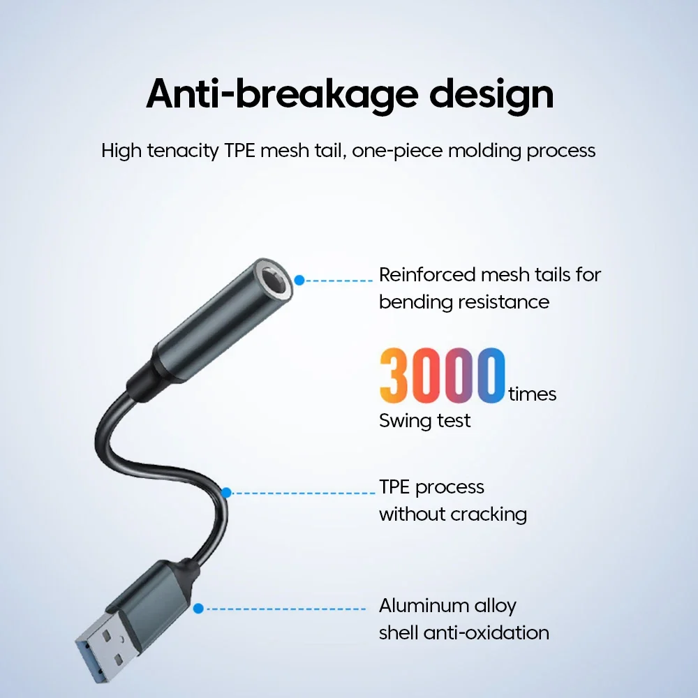 USB to 3.5mm Jack Audio Adapter USB to Audio Jack Adapter Headset USB A to 3.5mm Female External Stereo Sound Card For PC Laptop
