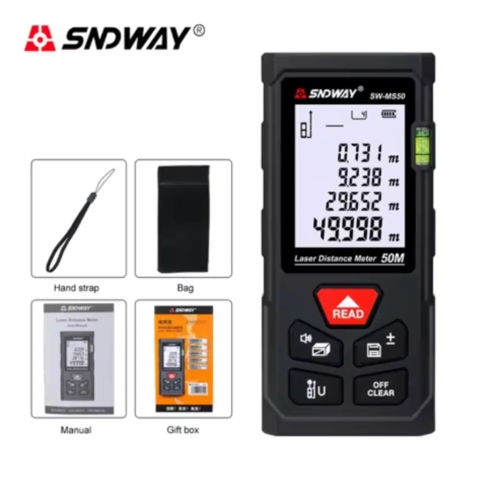 Sndway medidor de distância a laser SW-MS50 digital telêmetro ferramenta de medição a laser profissional range finder medidor de distância a laser