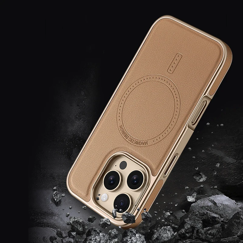 Сильный магнитный кожаный чехол для телефона для Iphone 17, 16, 15, 14, 13, Pro Max 16Pro 15Pro, гальванический чехол для телефона, ощущение кожи, чехол