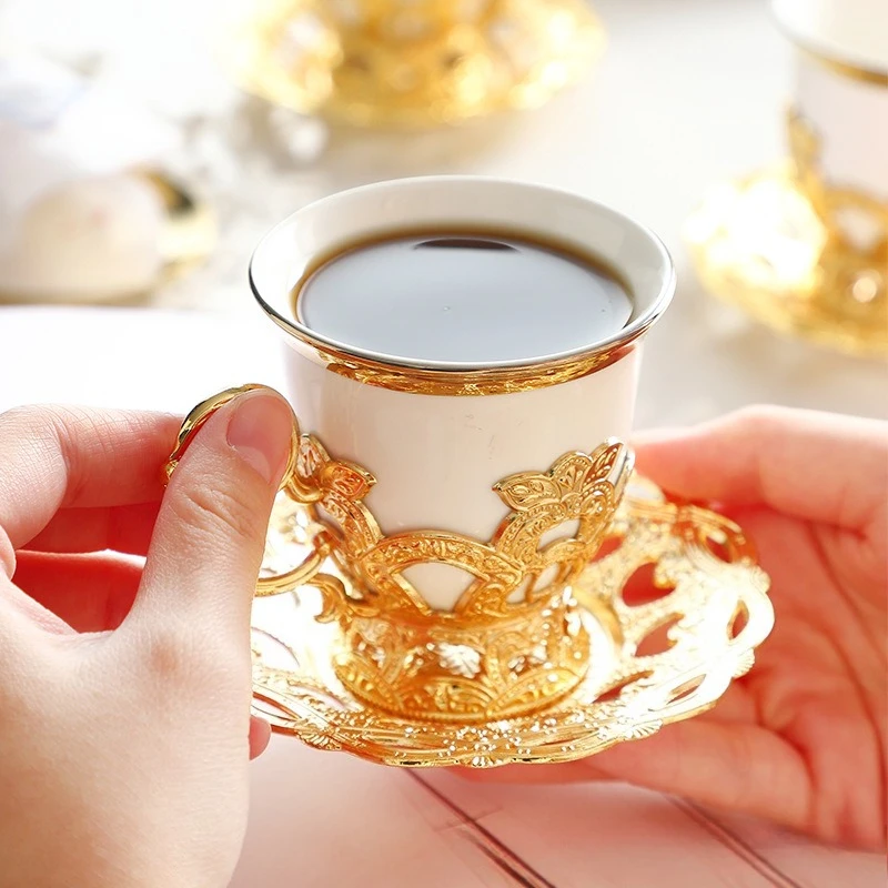 European-style Phnom Penh cups and saucers,cups and six saucers, electroplated coffee cup set, gift box wholesale manufacturer
