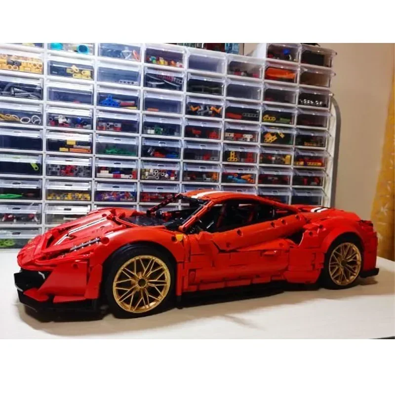 MOC-136039 สีแดงใหม่ไฟฟ้า RC Supercar ชุด Splicing Building Block รุ่น 3569 ชิ้นส่วนอาคารบล็อกของเล่นเด็กของขวัญ