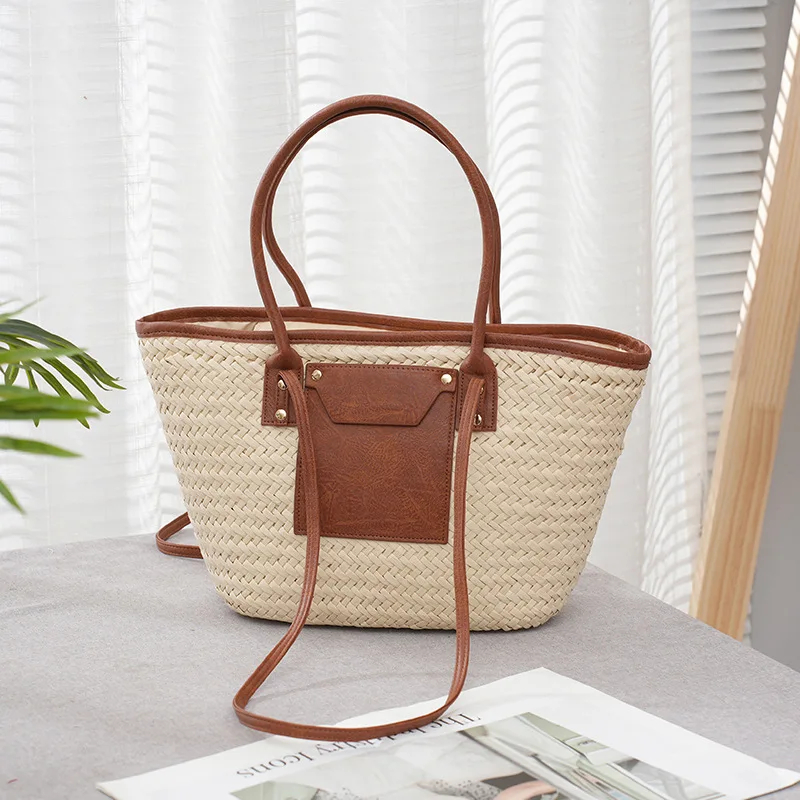 

Fashion Beach Ladies HandBag Spring / Summer 2025 Casual Large Capacity Paper Rope Woven Bag Women's Portable Beach Resort Bag