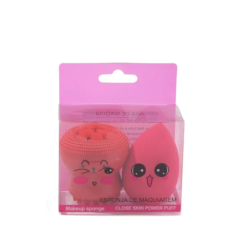 2Pcs/Set Octopus Silicone Face Brush Clean Cosmetic Makeup Egg Sponge Set Beauty Makeup Skin Care Tools Kits