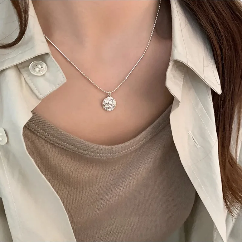 PANJBJ 925 Sterling Silver Splicing Geometric Necklace for Women Girl Creativity Fashion Jewelry Birthday Gift Dropshipping