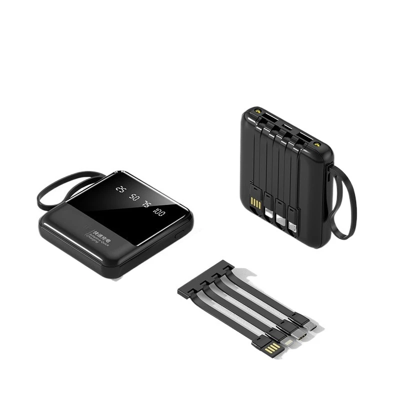 For Iphone Huawei Samsung Mini Power Bank with LED Lights Portable External Battery 5000/10000mAh Pocket Fast Charger