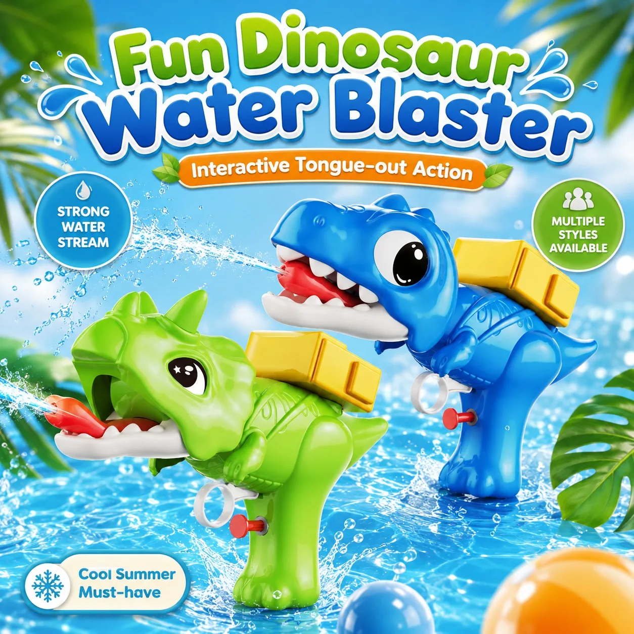 Kids Dinosaur Water Gun Toy 120ML Large Capacity 6‑8M Shooting Range Leak‑proof Summer Pool Beach Water Fight Toy for Boys Girls