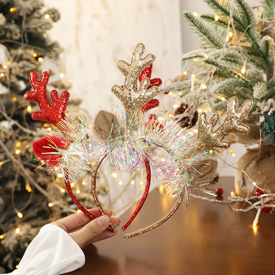 Weihnachten Kopfbedeckung Große Elch Geweih Weihnachten Glocke Pailletten Kopfband Frohe Weihnachten Foto Requisiten Geweih Kopf Tragen Frohes Neues Jahr Geschenk