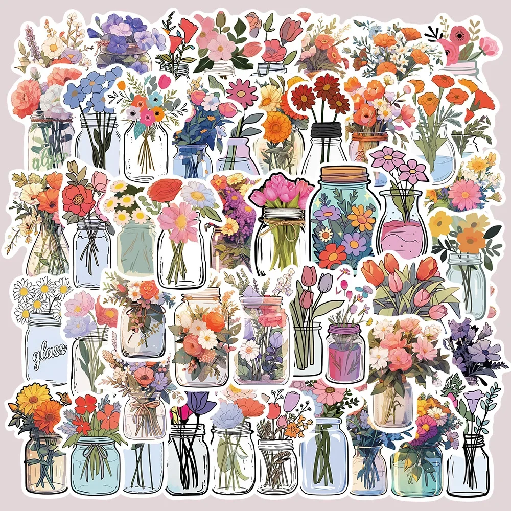 

2025 50PCS Vintage Flower Mirror Graffiti Stickes,Decoration Guitar Laptop Luggage DIY Waterproof Sticker