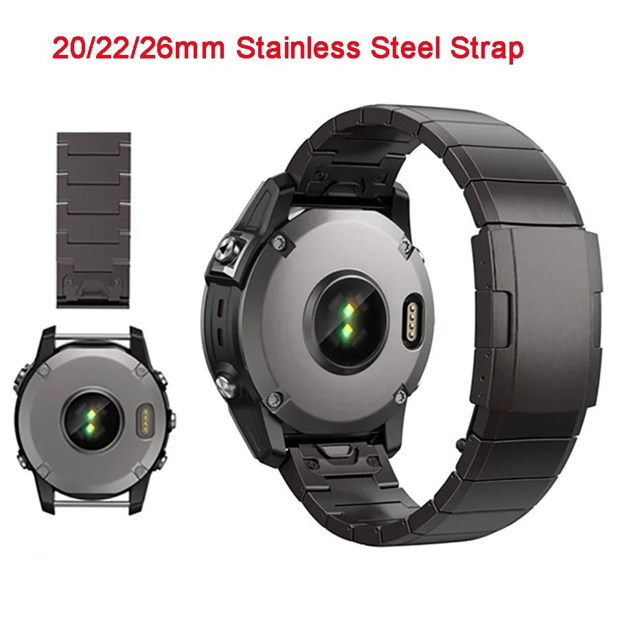 26 22 20MM Watchband Strap for Garmin Fenix 7X 7 6X 6 Pro 5X 5 5S 3 3HR D2 Watch Quick Release Stainless steel Wrist Band Strap