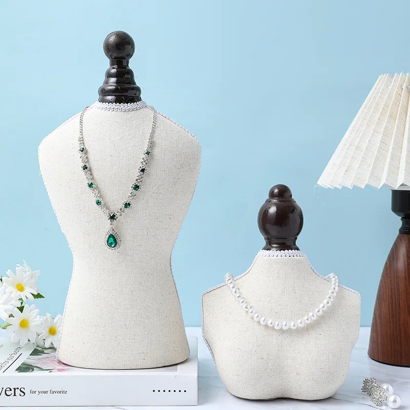 Retro Jewelry Display Stand Neck Model Jewelry Display Rack Desktop Necklace Storage Shelf Counter Pendant Organizer Holder