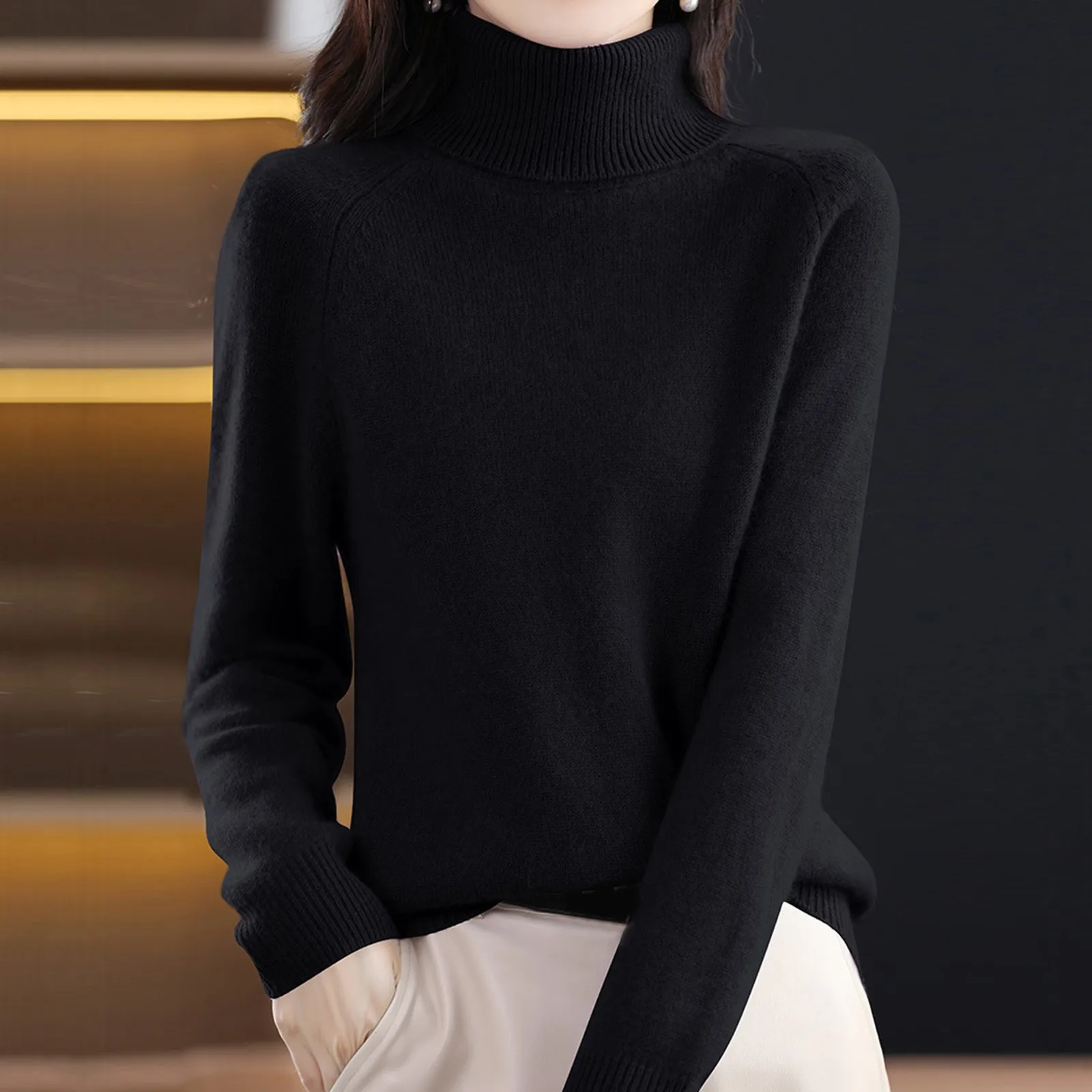 Autumn New Turtleneck Sweater Ladies Loose Large Size Thick Knitted Sweater Bottom Shawl Collar Sweaters The Growing Sweater