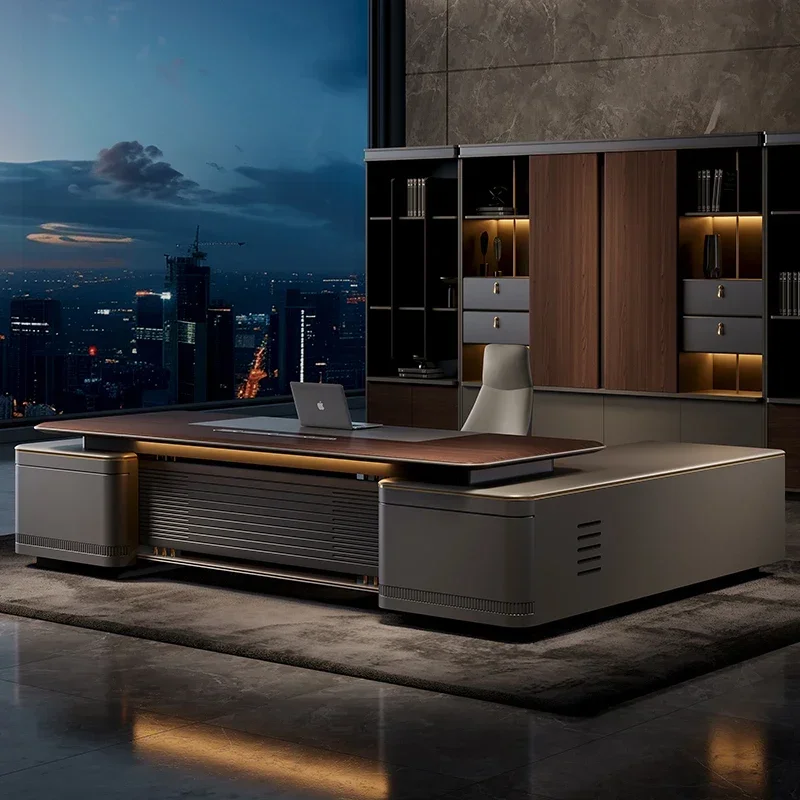 

Luxury Large Computer Tables Modern Minimalist Executive Manager President Table Office Combination Furniture Filing Cabinet