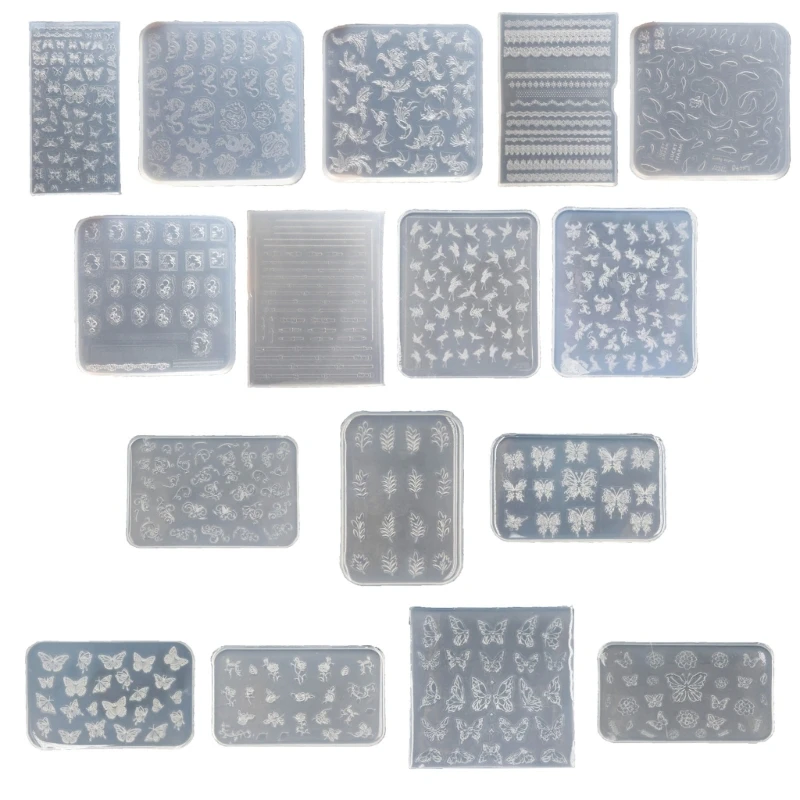 Practical Thin Silicone Art Mold Transparent Stamping Plate Nails Stencils DIY Manicure Mould Tools for Manicurists