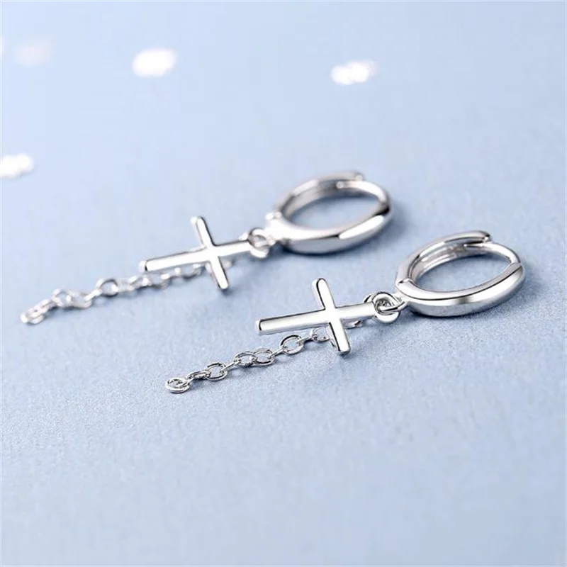 Trendy Silver 925 Earrings Female Drop Accessories Bright Crystal Star Long Earring For Women Jewelry Lady Birthday Gift
