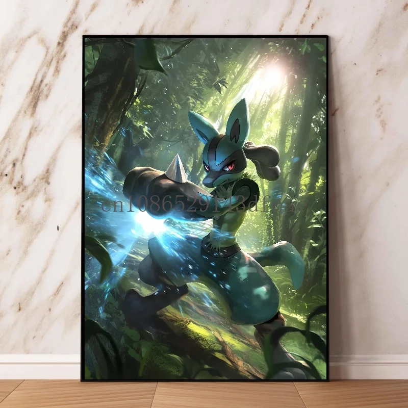 Pokemon Classic HD Canvas Painting Anime Figures Lucario Poster