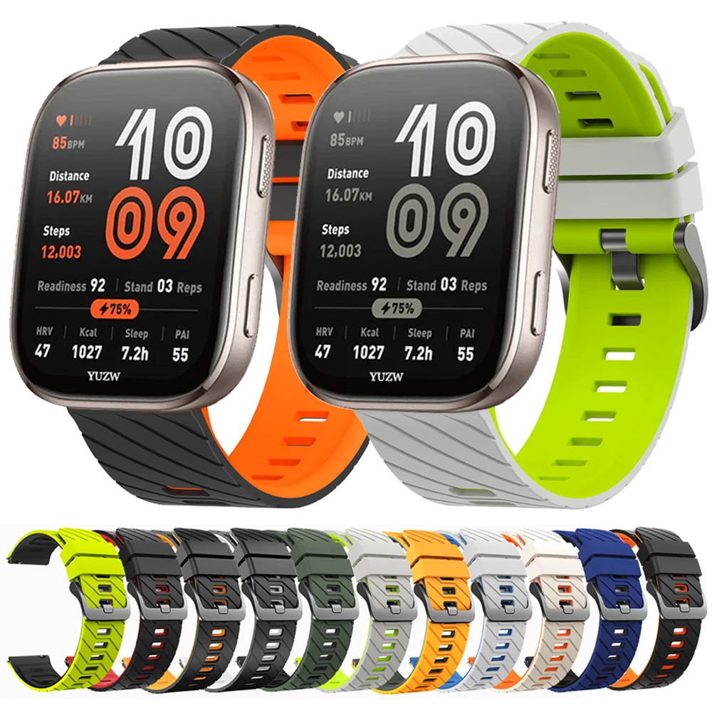 Bracelet de remplacement bicolore en silicone sport 22 mm pour Huami Amazfit Bip 6 5 UNITY Band Amazfit BALANCE 2 GTR 4 2 2E 3 Pro