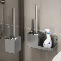 Wall Hanging Toilet Cleaning WC Brush Holder Long Handled Silicone Water Proof Quick Drying Soft Bristles Bathroom Accessories