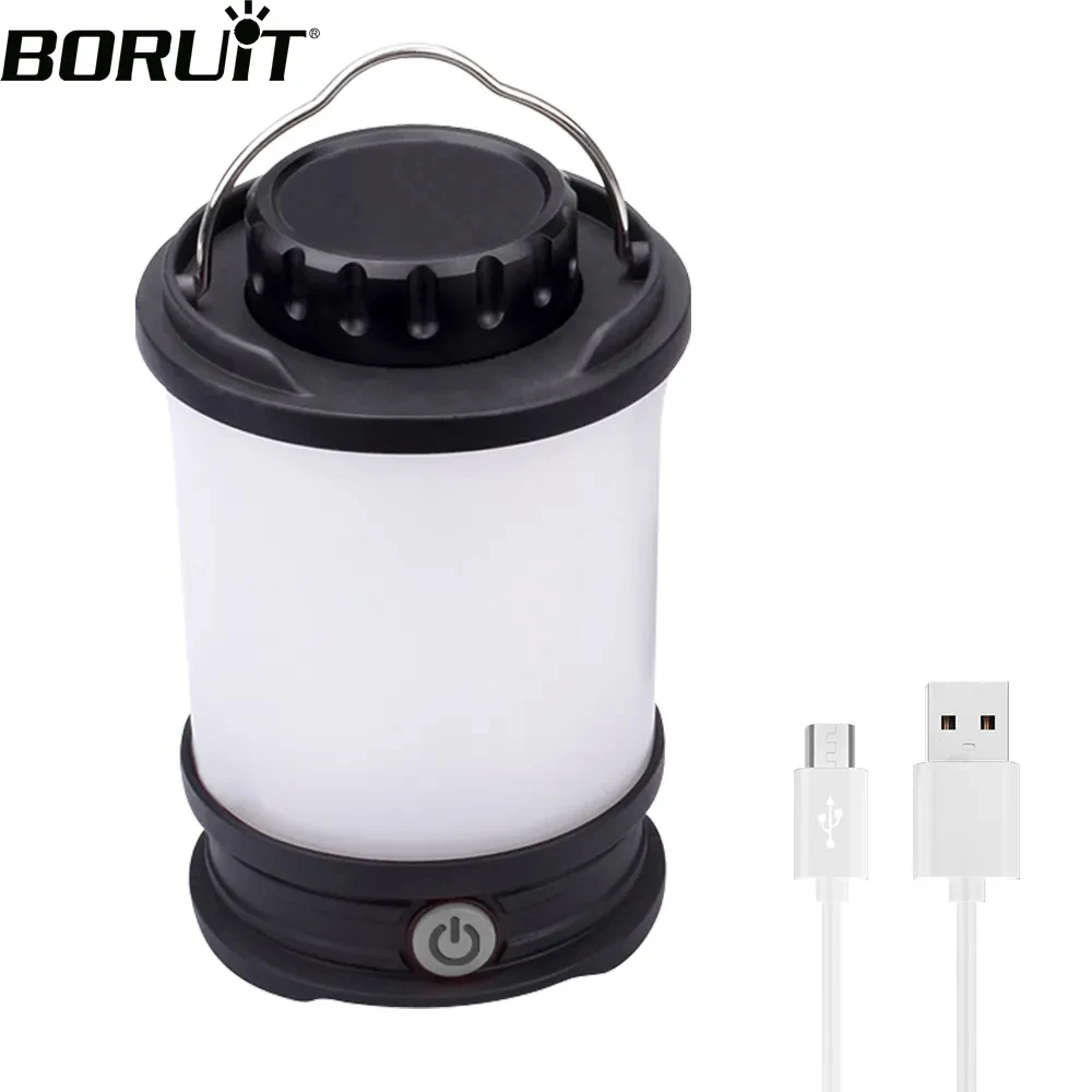 BORUiT Portable LED Camping Lantern 500 Lumens Waterproof USB Rechargeable Tent Lamp For Outdoor Emergency Camping Fishing