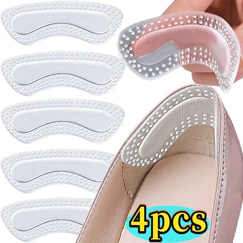 Silicone High Heels Heel Protectors Stickers Women Shoes Heel Cushion Foot Care Non Slip Shoe Pads for Adjustable Size Insoles