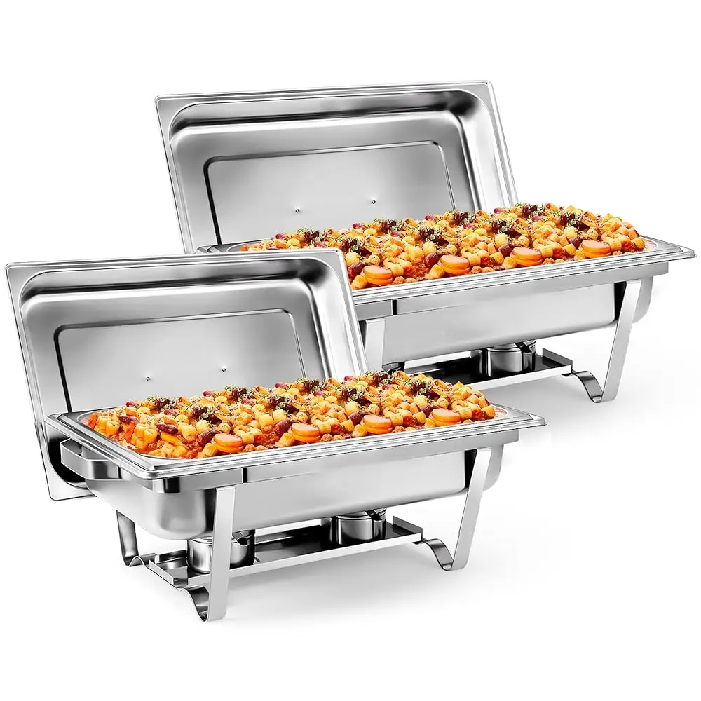 

Chafing Dish Buffet Set 8 Qt Stainl Steel Complete Chafer Set Catering Warmer Set With Water Pan, Fuel Holder For Parties,